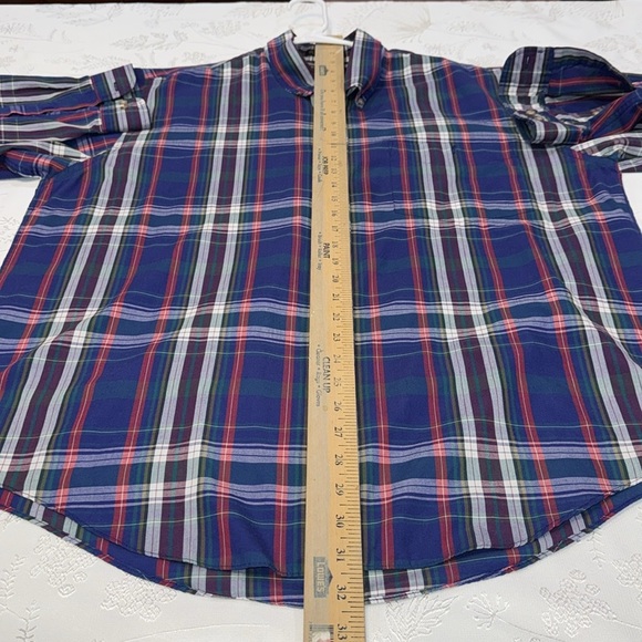 Architect XL l/s button down in plaid blue,red, purple, and tan. 55% cotton - Picture 6 of 6